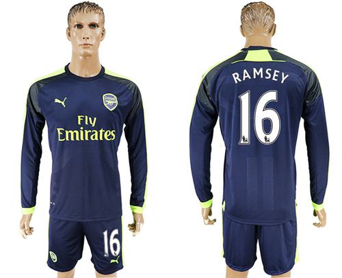 Arsenal #16 Ramsey Sec Away Long Sleeves Soccer Club Jersey - Click Image to Close